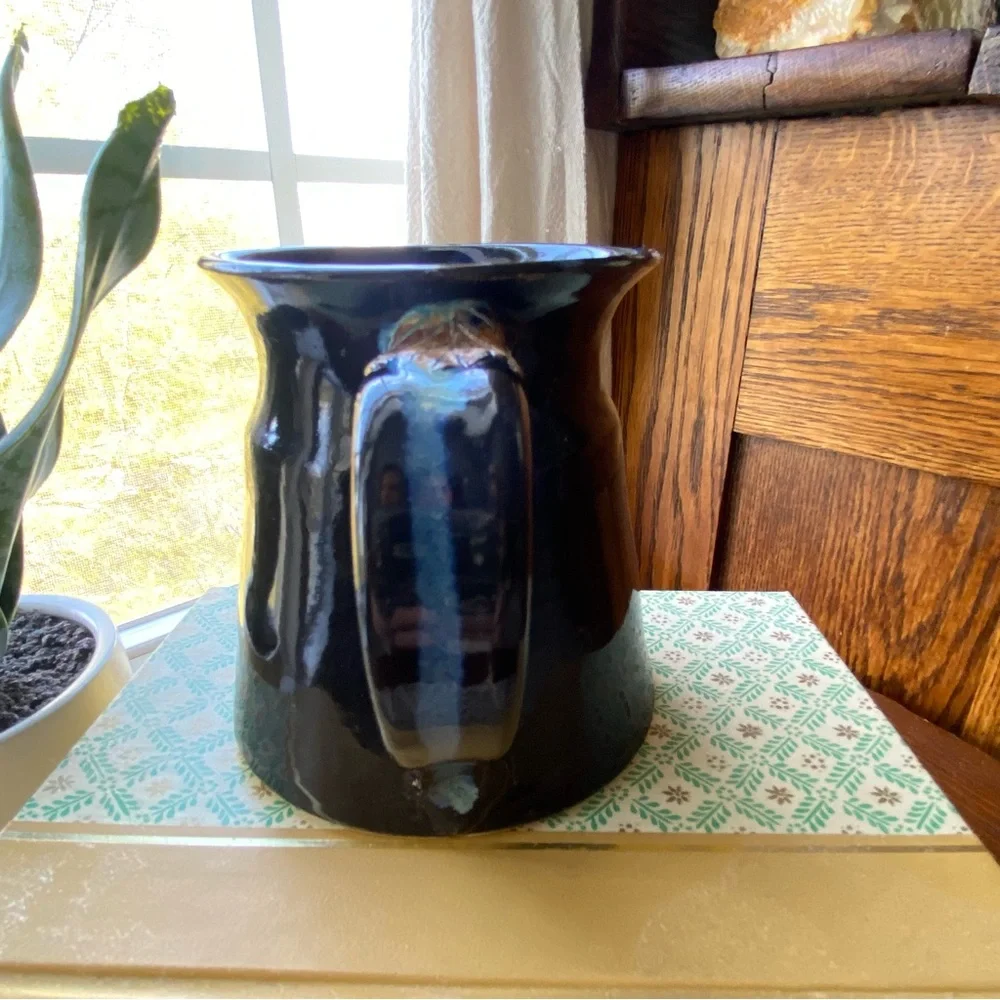 Handcrafted Blue and Brown Ceramic Coffee Mug EUC